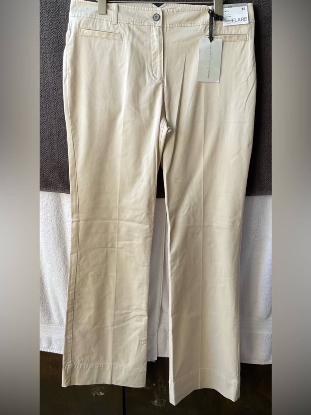 New York & Company Cream Boot Flare Chinos